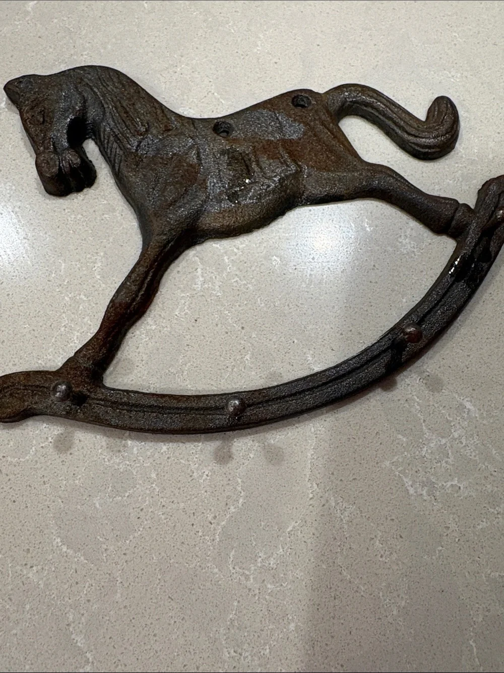 Rustic Brown Cast Iron Rocking Horse Wall Hook